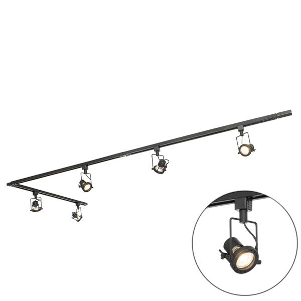 Průmyslový kolejnicový systém černý s 5 reflektory 1-fázový - Suplux