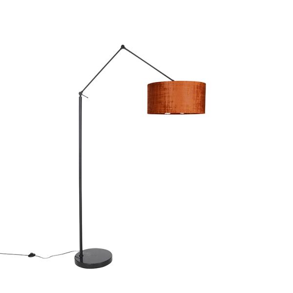 Moderní stojací lampa černá s oranžovým stínítkem 50 cm - Editor
