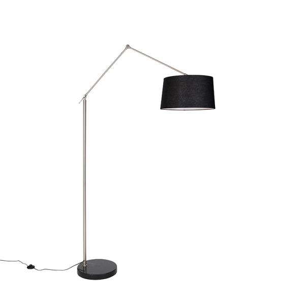 Moderní stojací lampa ocel sstínítkem zčerného lnu 45 cm - Editor