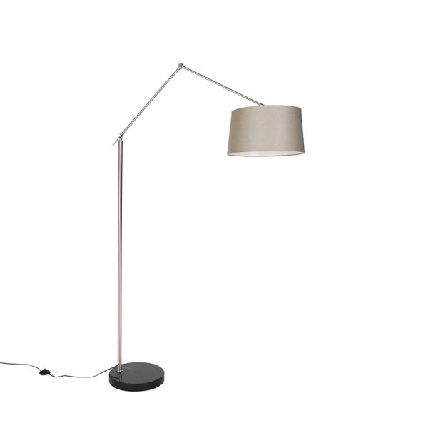 Moderní stojací lampa ocel stmavě hnědým stínítkem 45 cm - Editor
