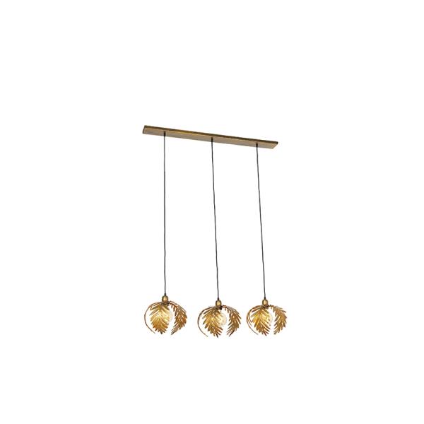 Vintage závěsné svítidlo zlaté obdélníkové 3-světlo - Botanica