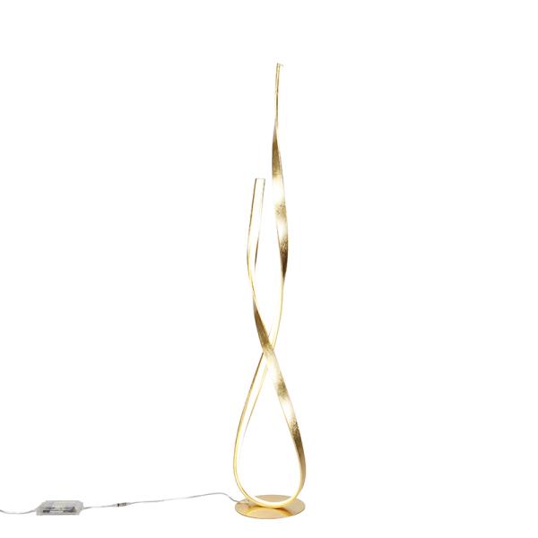 Designová stojací lampa zlatá vč. LED a stmívače - Belinda