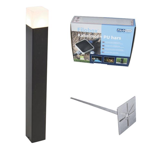Venkovní svítidlo na zem s opálovým sklem 70 cm s kolíkem a kabelovou průchodkou - Dánsko
