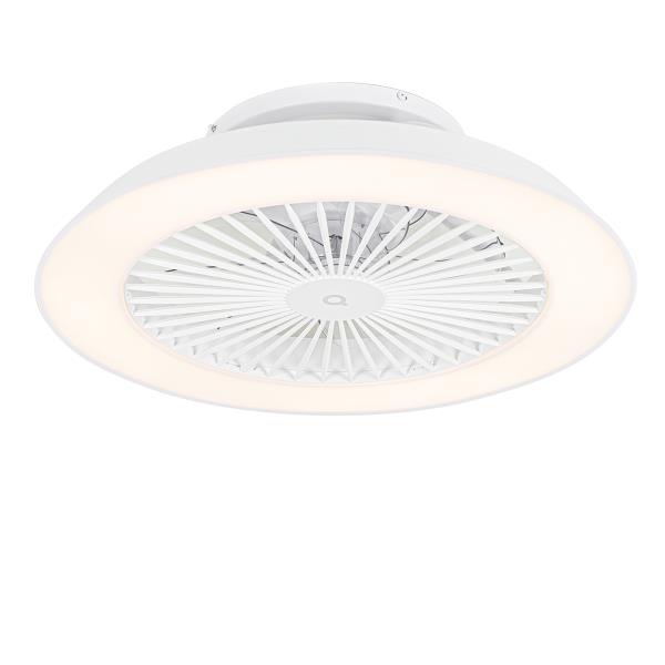Chytrý stropní ventilátor bílý 59,5 cm vč. LED stmívatelný s dálkovým ovládáním - Deniz