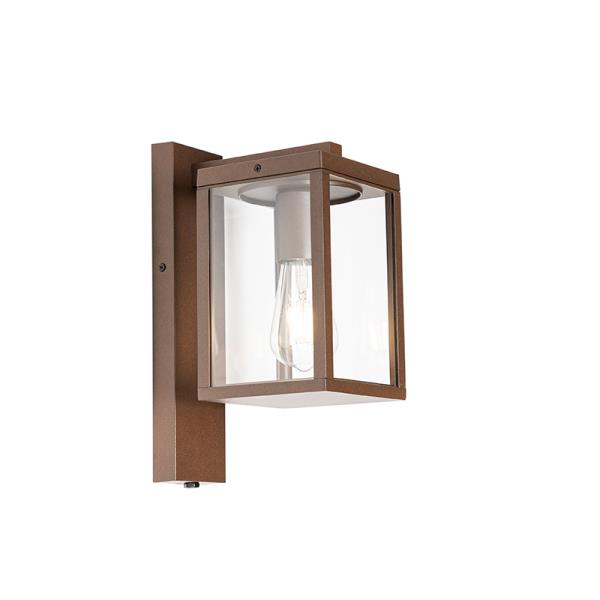 Venkovní nástěnná lampa rezavě hnědá IP44 se senzorem soumraku - Charlois