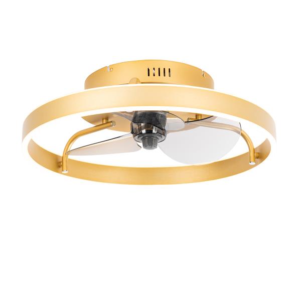 Stropní ventilátor mosazný 50 cm vč. LED stmívatelný s dálkovým ovládáním - Maddy