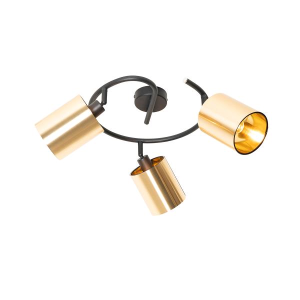 Moderní stropní svítidlo černé a zlaté 3-světlo - Lofty