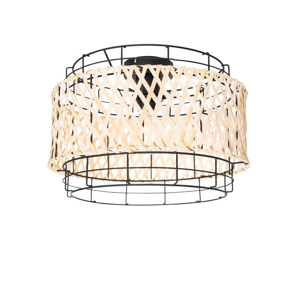 Orientální stropní svítidlo černé s bambusovým dekorem - Irena