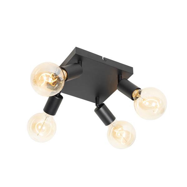 Moderní bodové svítidlo černé čtvercové 4-světlo - Facil