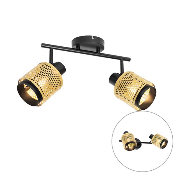 Průmyslové bodové svítidlo černé se zlatem 2-světlo - Kayden