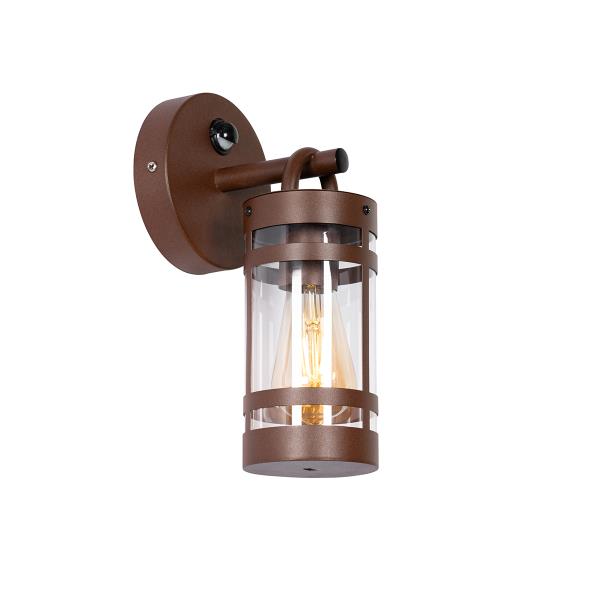 Venkovní nástěnné svítidlo rezavě hnědé IP44 s detektorem pohybu - Ruben