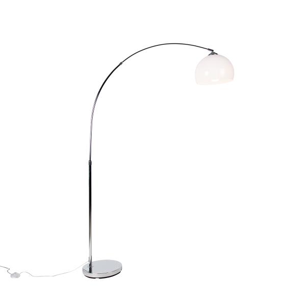 Chytrá oblouková lampa chrom s bílým stínítkem vč. Wifi A60 - Arc Basic