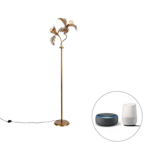 Chytrá stojací lampa zlatá 187 cm vč. 2 Wifi G95 - Botanica