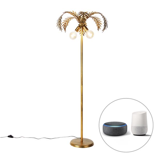 Chytrá stojací lampa zlatá 156 cm vč. 2 Wifi G95 - Botanica