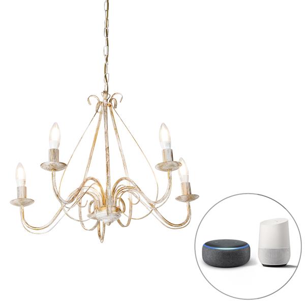 Chytrý lustr bílý 5-světlo vč. Wifi B35 - Giuseppe