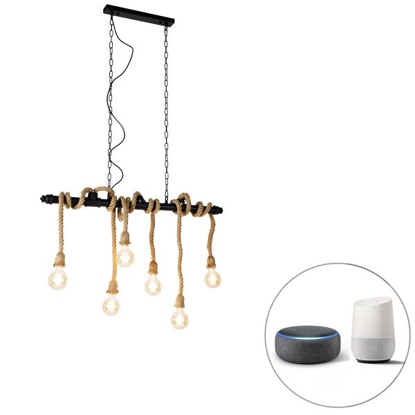 Chytré závěsné svítidlo černé 6 světel vč. WiFi G95 - Plural