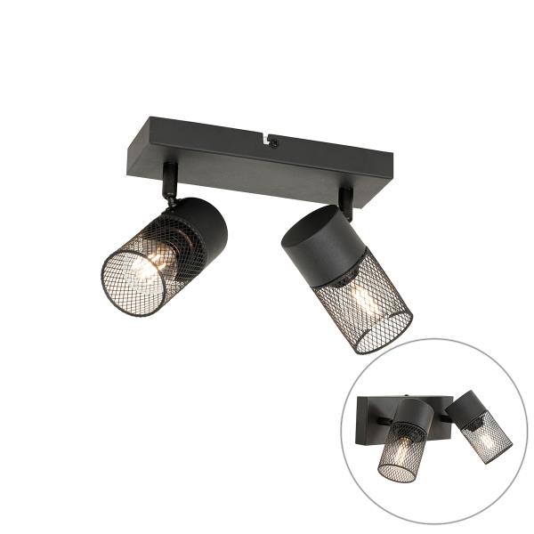 Průmyslové bodové svítidlo černé 2-světlo nastavitelné - Jim