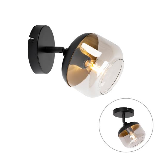 Designové bodové světlo černé se zlatem a kouřovým sklem - Kyan