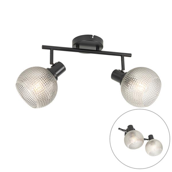 Designové bodové světlo černé s kouřovým sklem 2-světlo - Chico