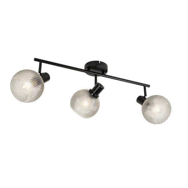 Designové bodové svítidlo černé s kouřovým sklem 3-světlo - Chico