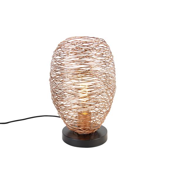 Designová stolní lampa měděná s černou 30 cm - Sarella