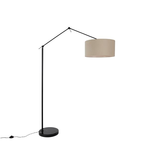 Stojací lampa černá ssvětle hnědým stínítkem 50 cm nastavitelná - Editor