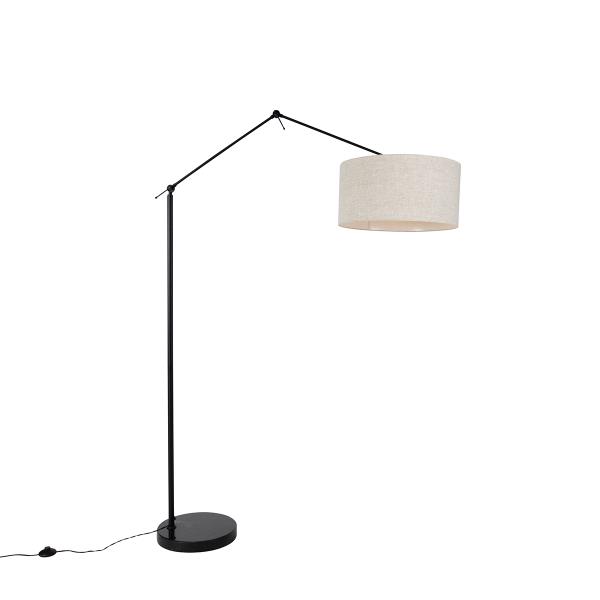 Stojací lampa černá se světle šedým stínítkem 50 cm nastavitelná - Editor