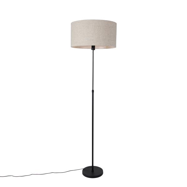Stojací lampa černá nastavitelná se světle šedým stínítkem 50 cm - Parte