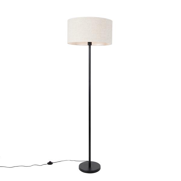 Stojací lampa černá ssvětle šedým stínítkem 50 cm - Simplo