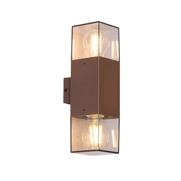 Venkovní nástěnné svítidlo rezavě hnědé s kouřovým stínítkem 2-světlo IP44 - Dánsko