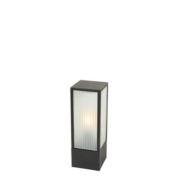 Stojací venkovní lampa černá sžebrovaným sklem 40 cm IP44 - Charlois