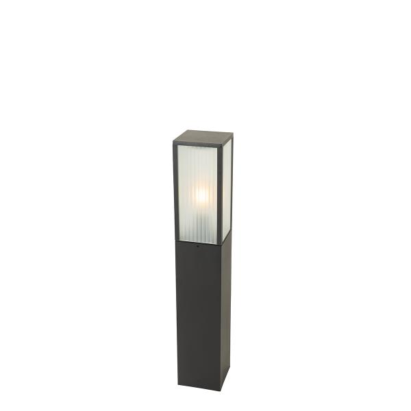 Stojací venkovní lampa černá sžebrovaným sklem 80 cm IP44 - Charlois