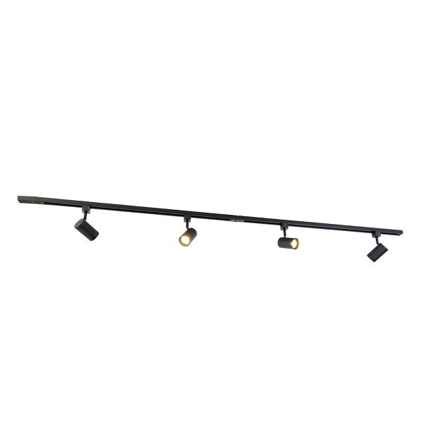 Moderní 1-fázový kolejnicový systém se 4 reflektory černý - Jeana