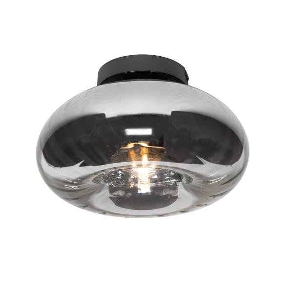 Stropní svítidlo v Art Deco stylu černé s kouřovým sklem - Ayesha