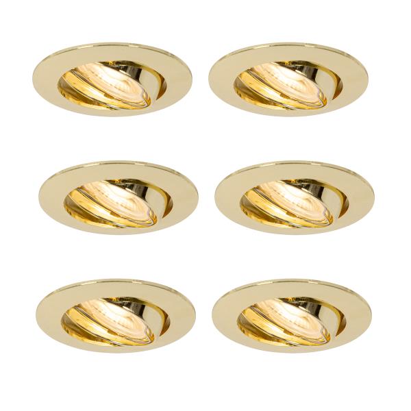 Sada 6 vestavných bodových svítidel mosaz GU10 35 mm - Edu