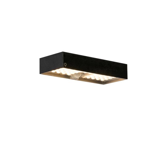 Venkovní nástěnné svítidlo černé stlumeným světlem asenzorem na solární energii - Kayo