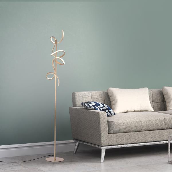 Designová stojací lampa mosazná vč. LED a stmívače - Krisscross