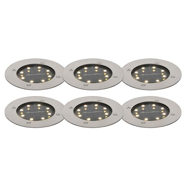 Sada 6 ocelových bodových světel do země vč. LED IP65 solárních - Terry