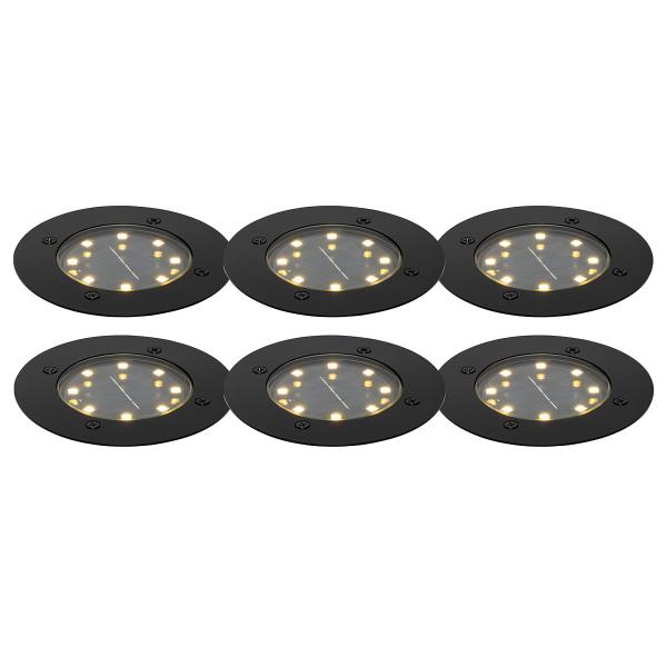 Sada 6 zahradních bodových světel černých vč. LED IP65 solárních - Terry