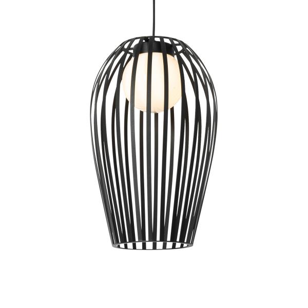 Designové závěsné svítidlo černé s opálem - Angela