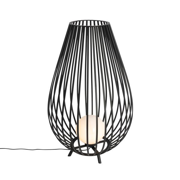 Designová stojací lampa černá s opálovým sklem 110 cm - Angela