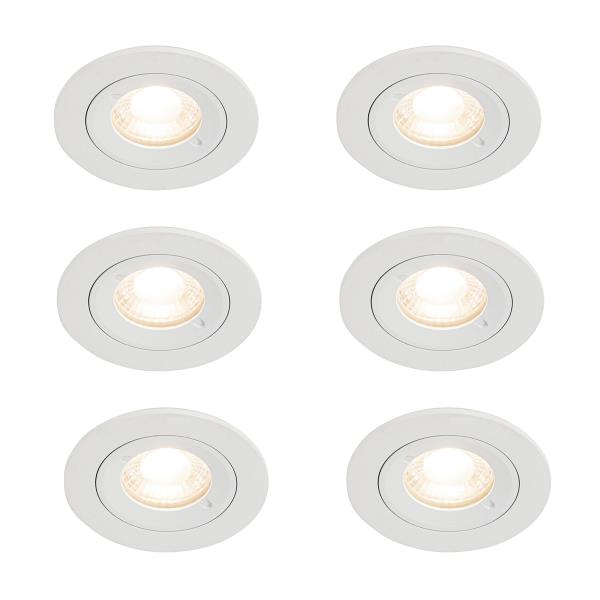 Sada 6 bílých kulatých zapuštěných bodových svítidel GU10 50 mm IP44 - Xena