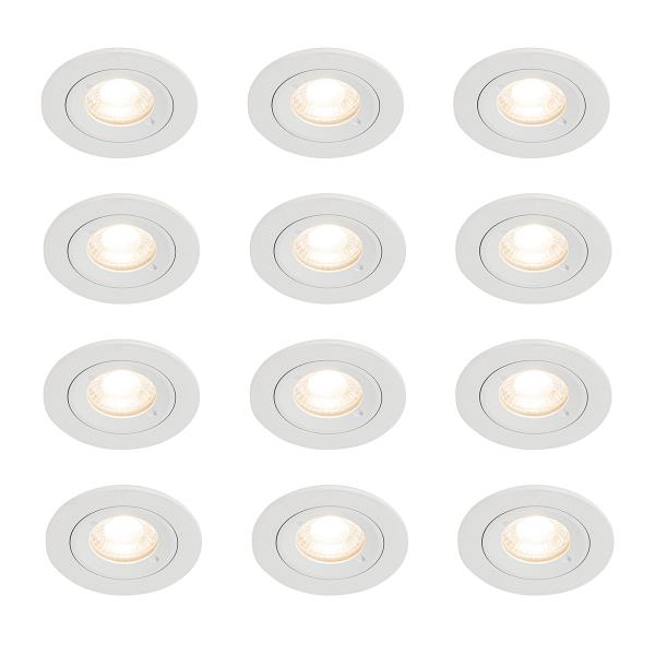Sada 12 bílých kulatých LED bodových svítidel GU10 50 mm IP44 - Xena