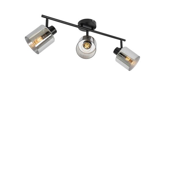 Stropní bodové svítidlo černé s kouřovým sklem 3-světlo nastavitelné - Laura