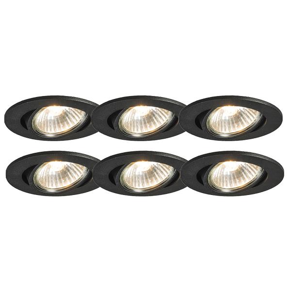 Sada 6 zapuštěných bodových světel černých otočných - Cisco