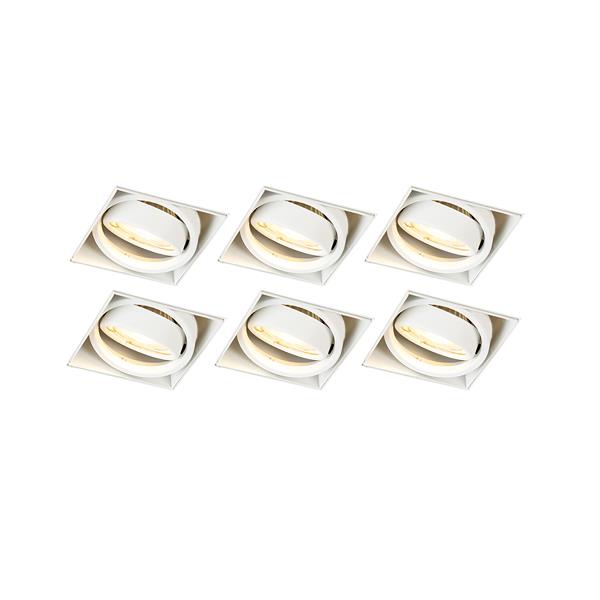 Sada 6 zapuštěných bodových světel bílých GU10 naklápěcích bez rámečku - Oneon