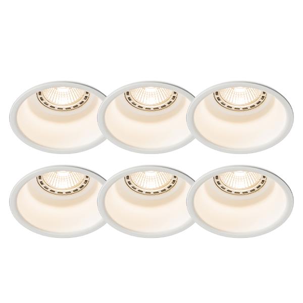 Sada 6 moderních zapuštěných bodových světel bílých - Dept