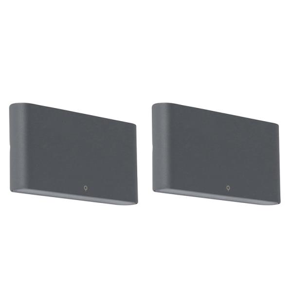 Sada 2 venkovních nástěnných svítidel tmavě šedá 17,5 cm vč. LED - Batt