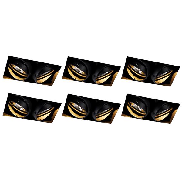 Sada 6 zapuštěných bodových světel černých GU10 AR111 bez rámečku 2-světlo - Oneon