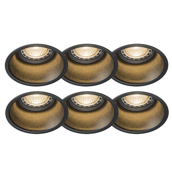 Sada 6 moderních zapuštěných bodových světel černých - Dept